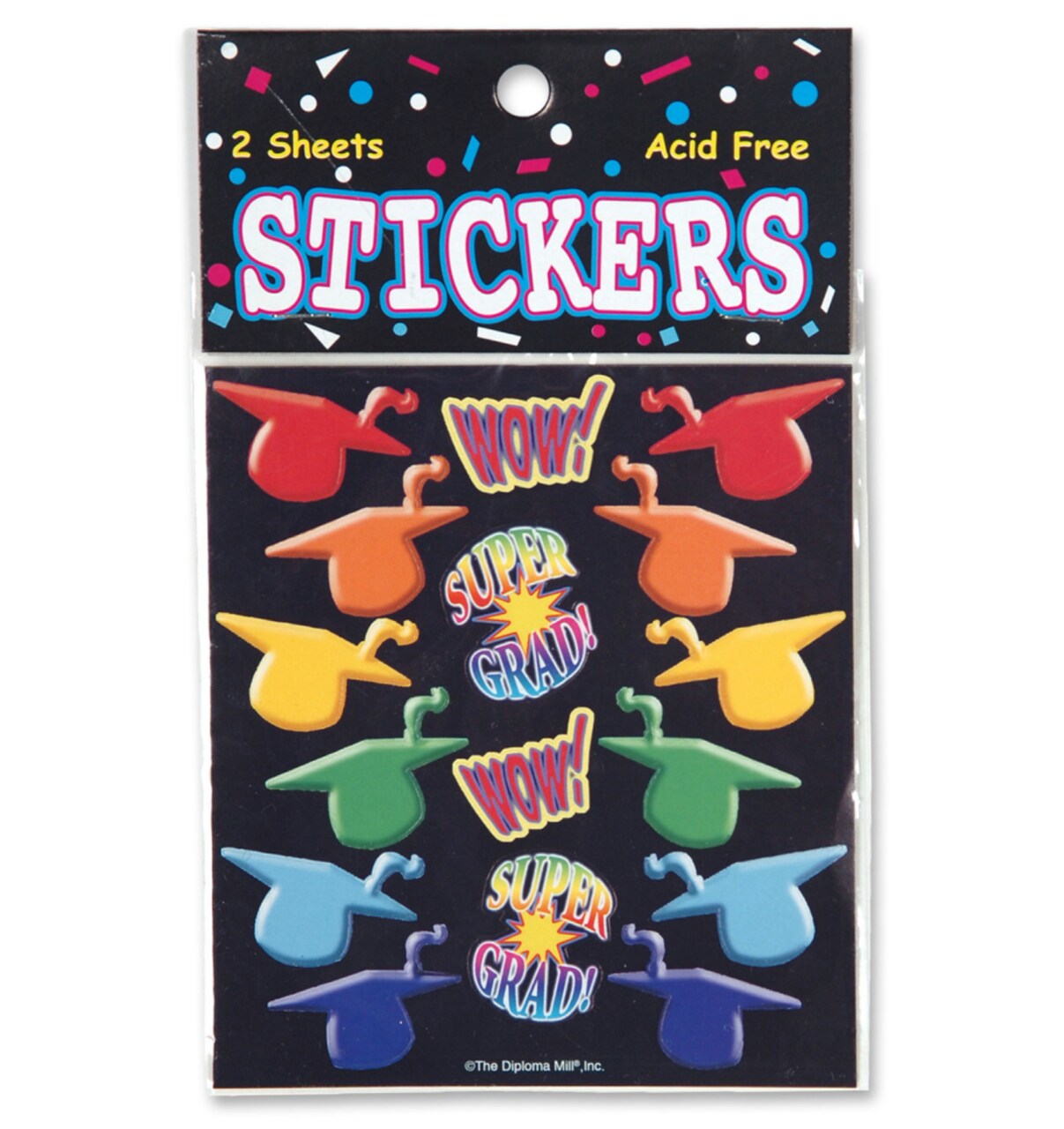 Beistle Pack of 6 Multi-Colored Super Grad Acid-Free Scrapbooking Graduation Sticker Sheets 4.5"